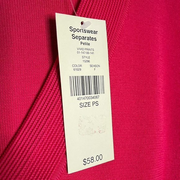 NWT Valerie Stevens Pink Stretch V Neck Size‎ PS - Picture 8 of 10